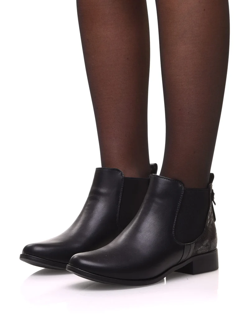 Chelsea boots noirs avec empiècement pailleté