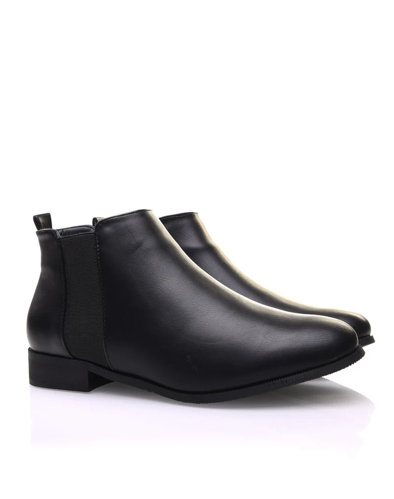 Bottines Chelsea noirs plats