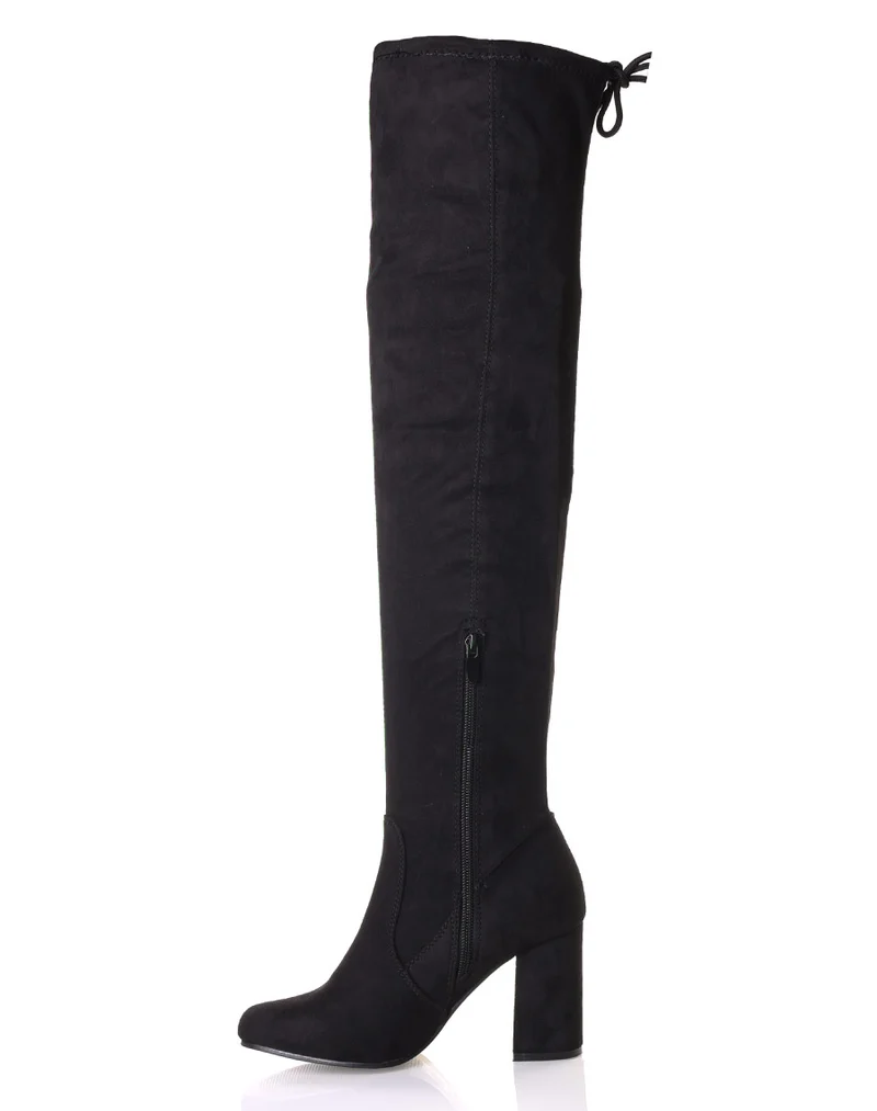 Cuissardes noires suédines à talons