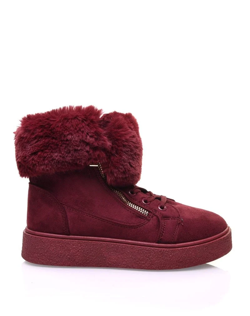 Chaussures bordeaux montantes fourrées