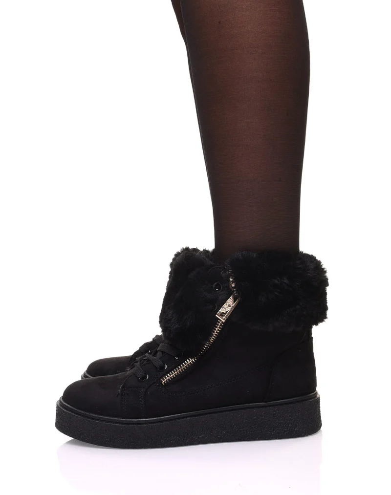 Chaussures noires montantes fourrées