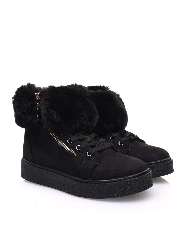Chaussures noires montantes fourrées