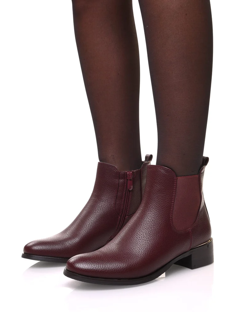 Chelsea boots bordeaux à liseré doré