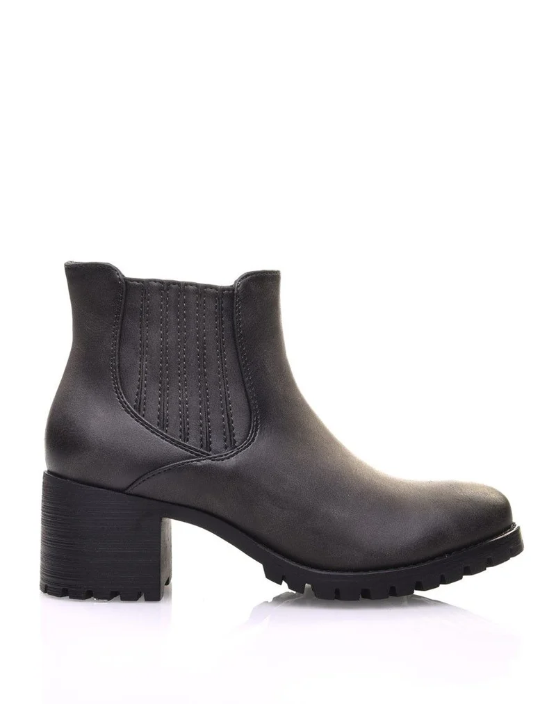 Chelsea boots grises à élastiques rayés