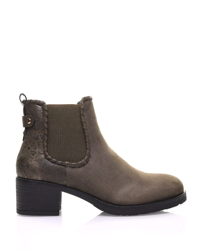 Bottines kaki à imprimé écaillé brillant