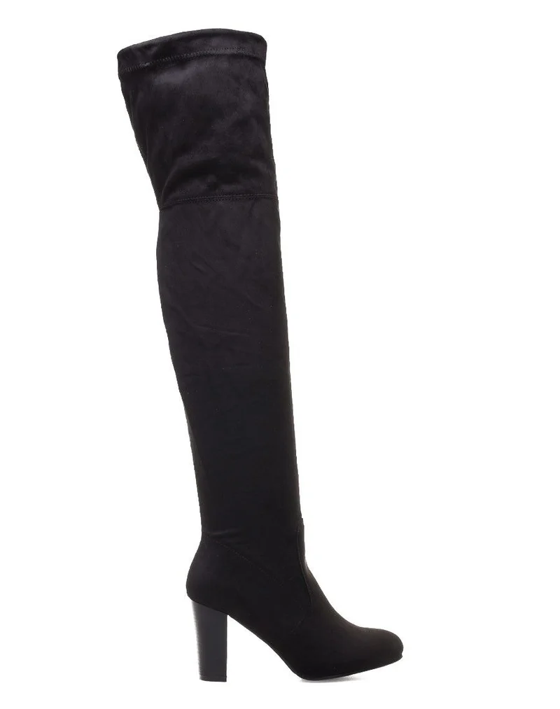 Cuissardes noires ajustables à talons