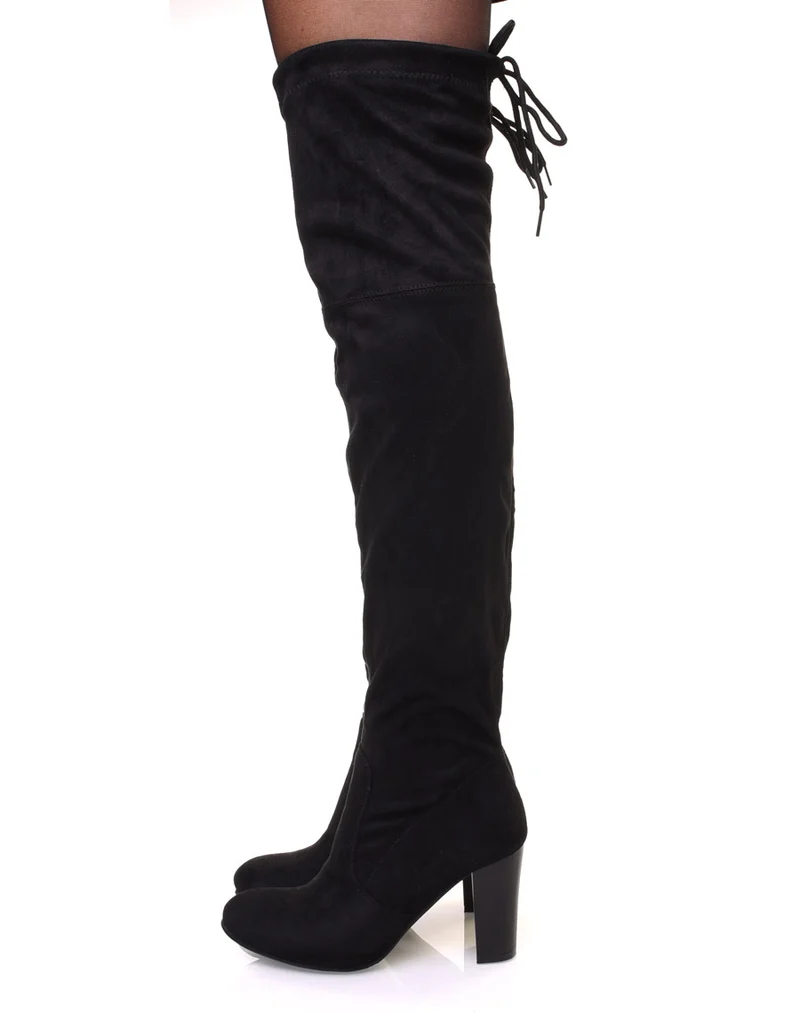 Cuissardes noires ajustables à talons