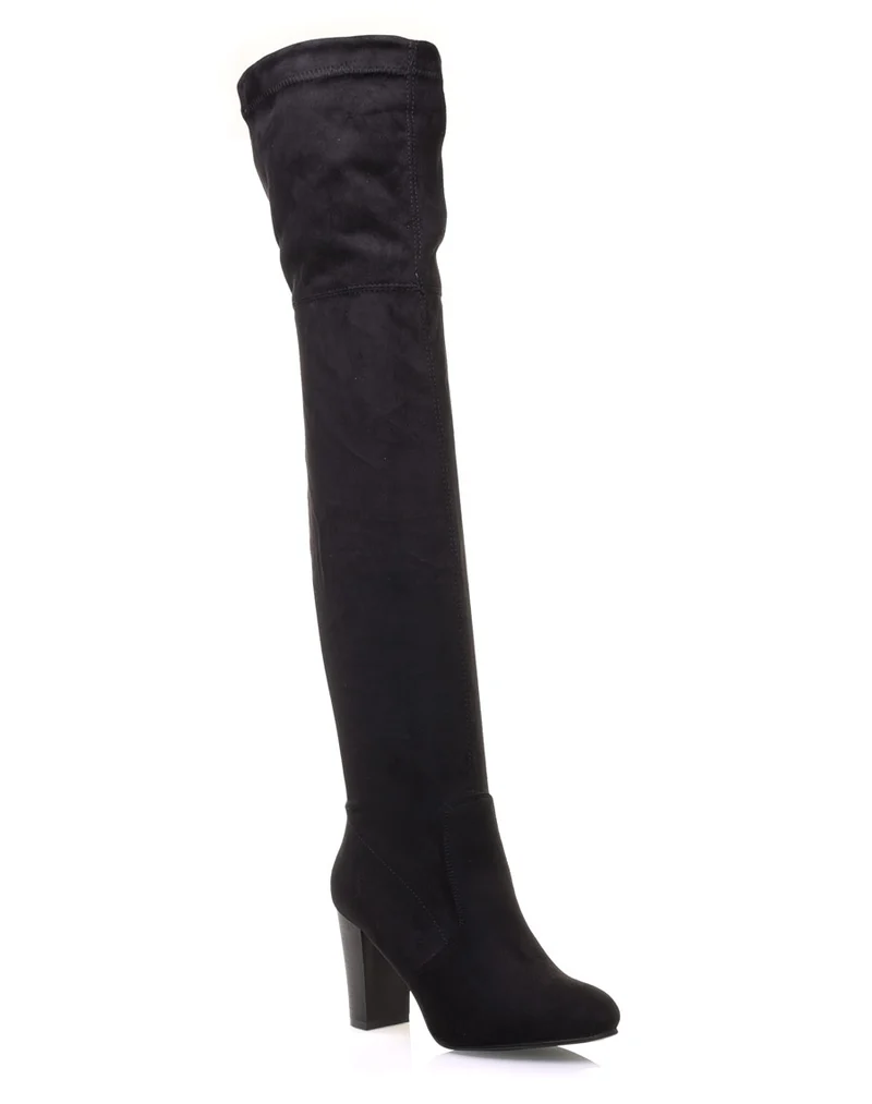 Cuissardes noires ajustables à talons