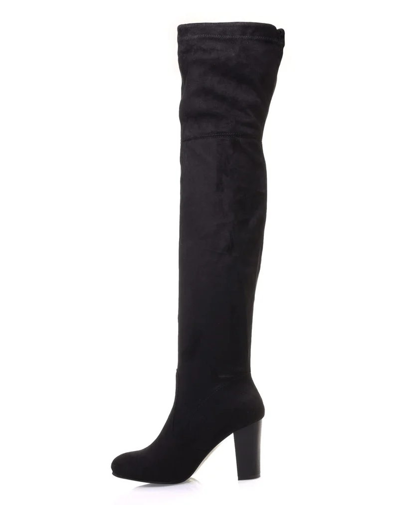 Cuissardes noires ajustables à talons