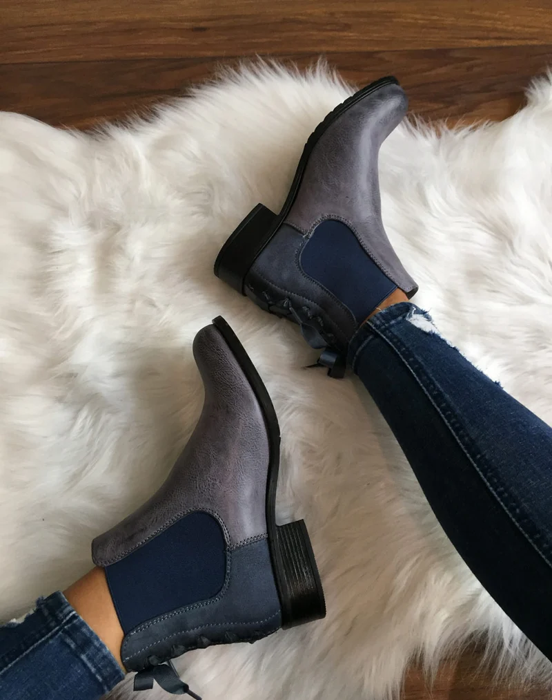 Chelsea boots grises à n?uds