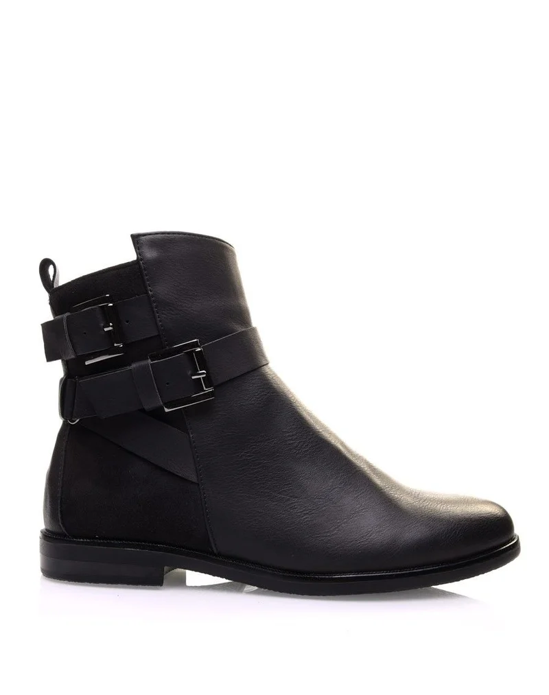 Bottines noires semi-montantes à boucles