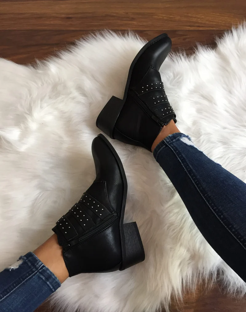 Bottines noires à trois brides