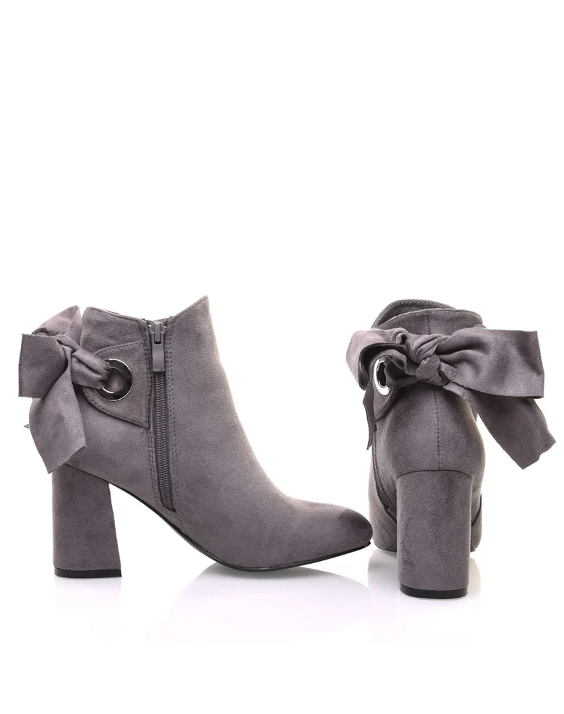 Bottines grises à n?ud