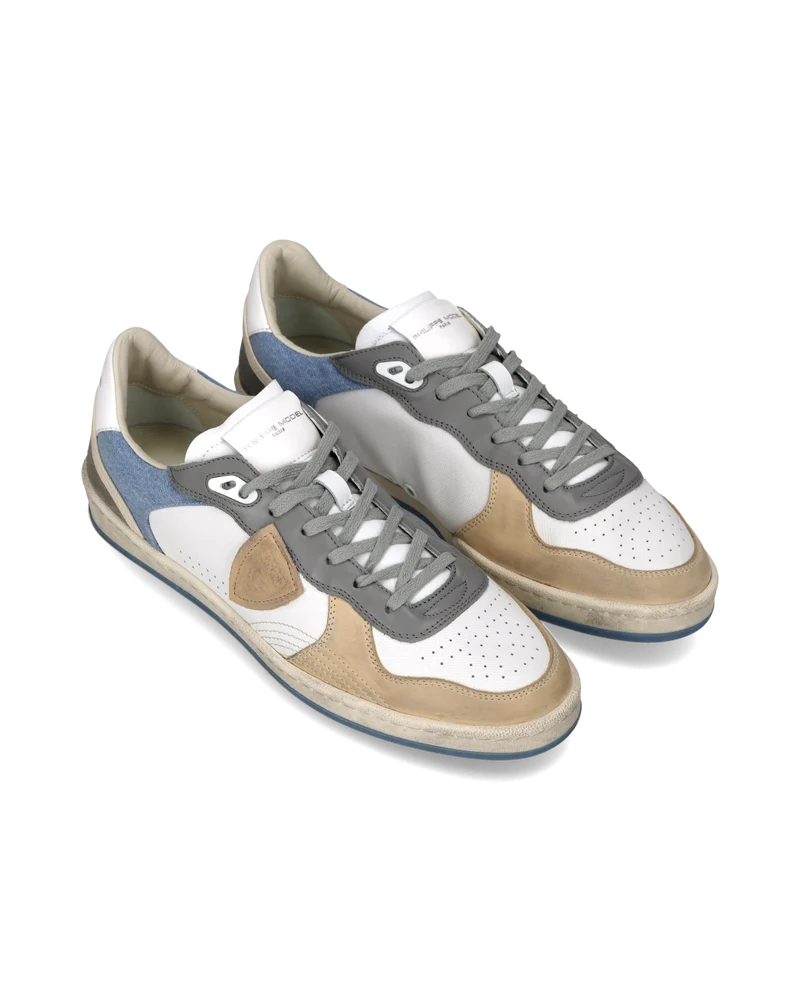 Sneakers Pgal Men, White Light Blue Denim