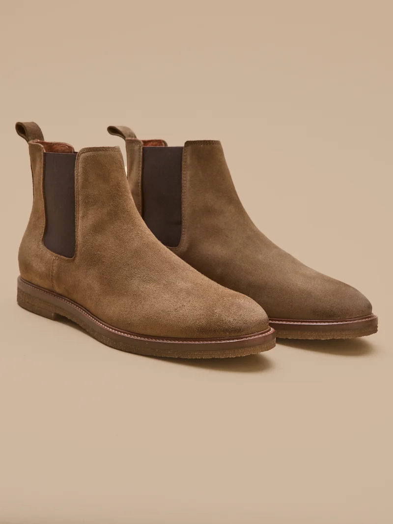 Boots chelsea cuir velouté homme