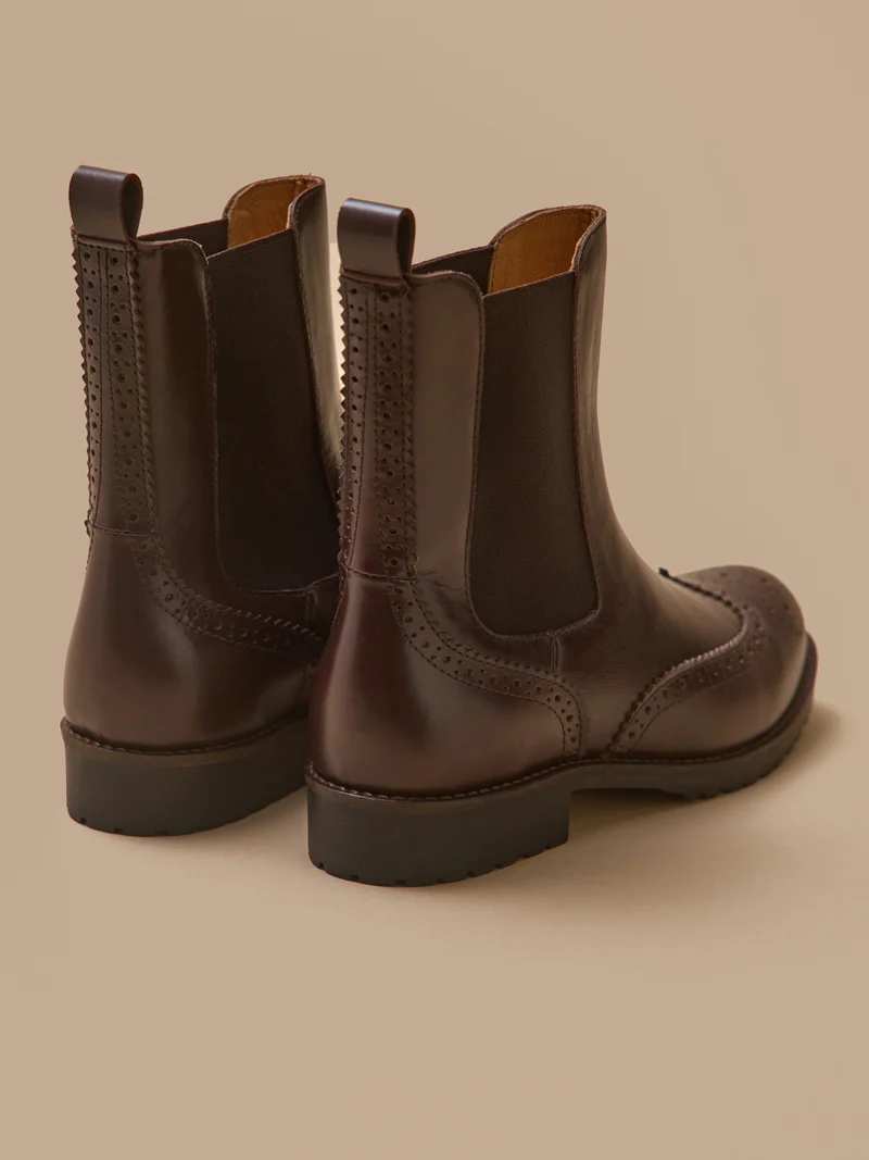 Boots chelsea cuir bout fleuri femme