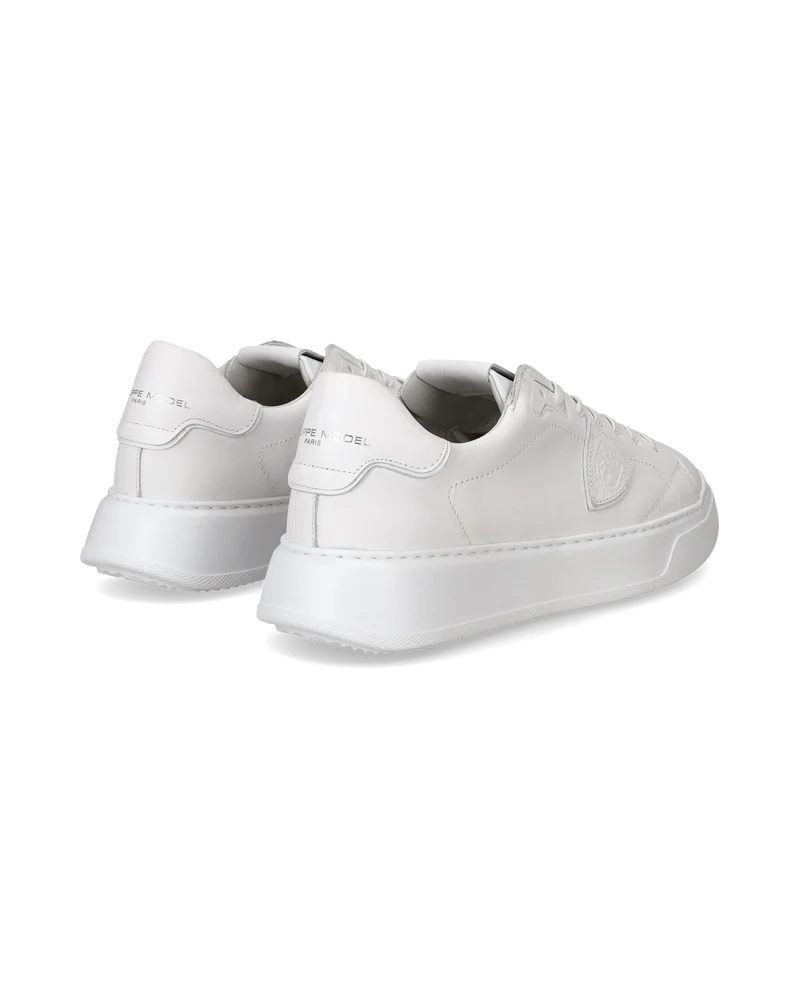 Men's Temple Low-Top Sneakers in Leather, White