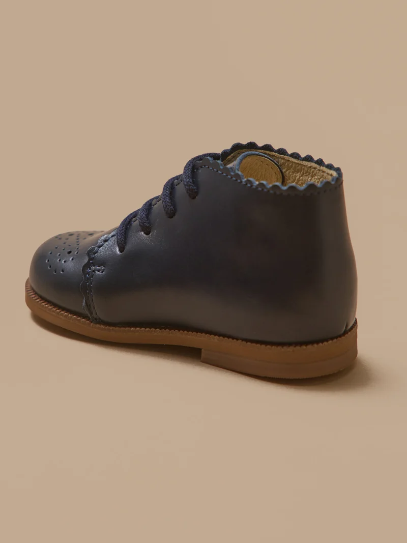 Bottines bout fleuri cuir bébé