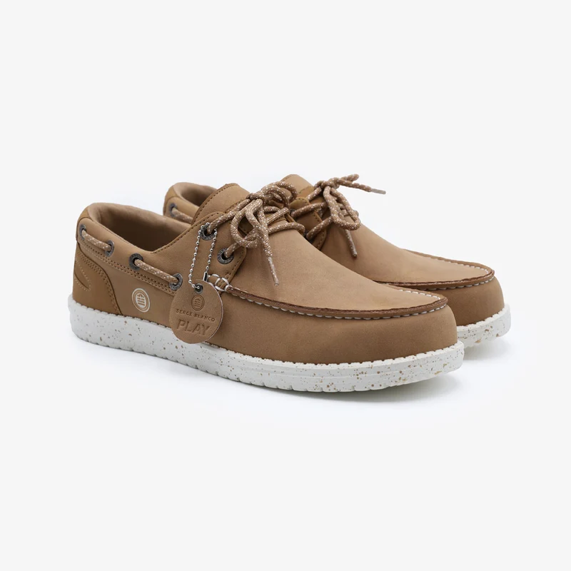 Chaussures bateau Socoa beige mastic en nubuck