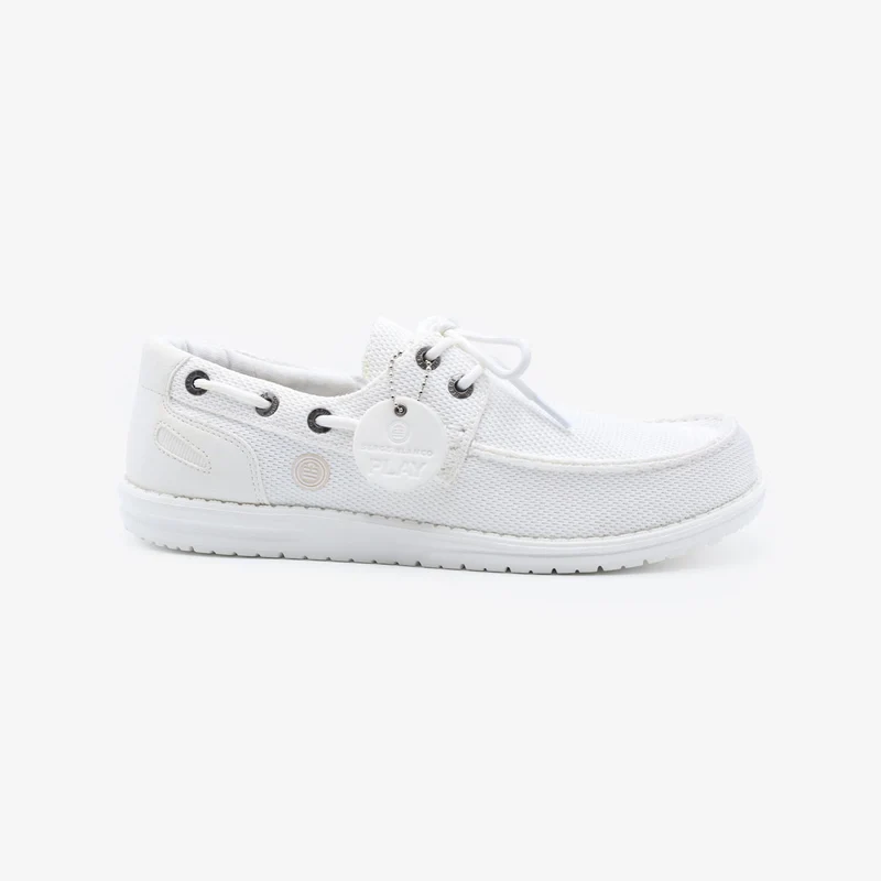 Chaussures bateau Socoa blanc off-white en maille stretch