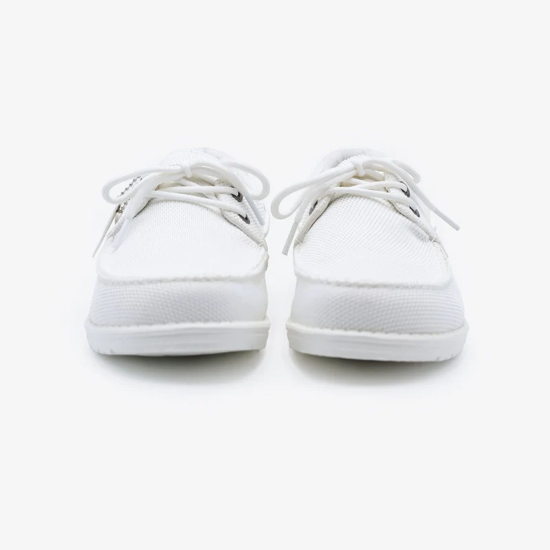 Chaussures bateau Socoa blanc off-white en maille stretch