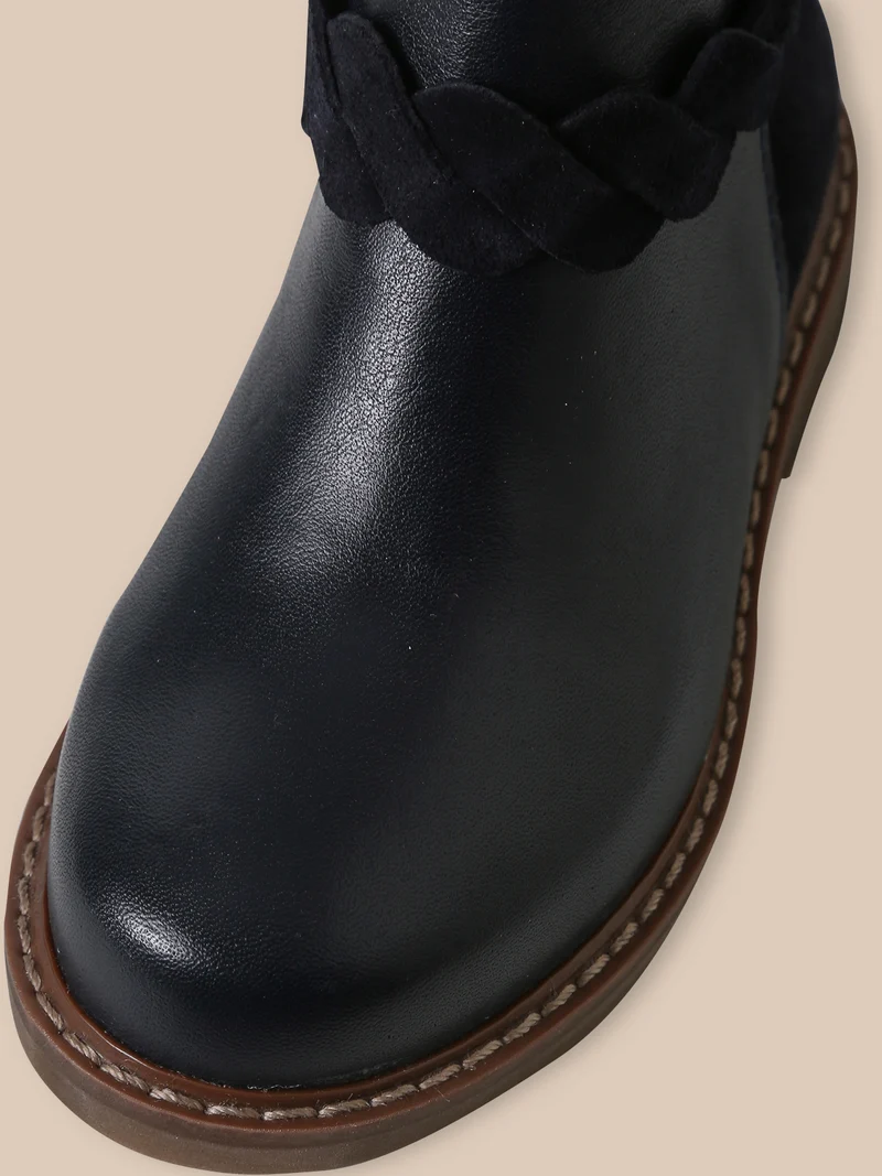 Boots tresse en cuir Fille