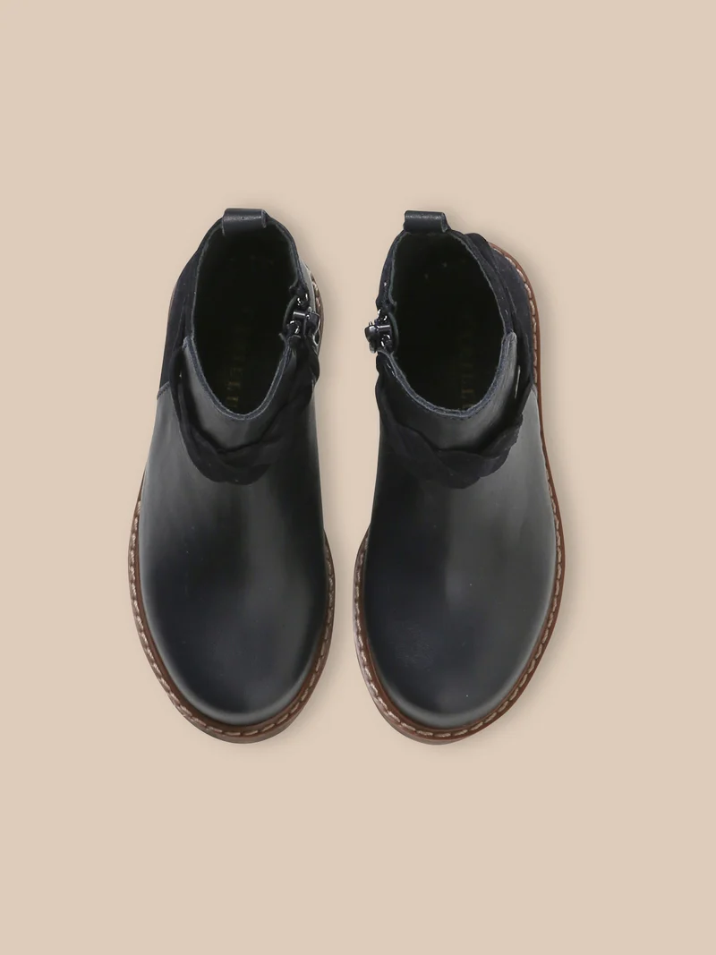 Boots tresse en cuir Fille