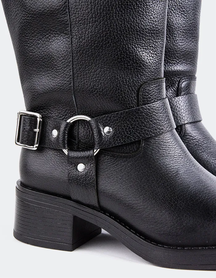 Biamary Black Leather