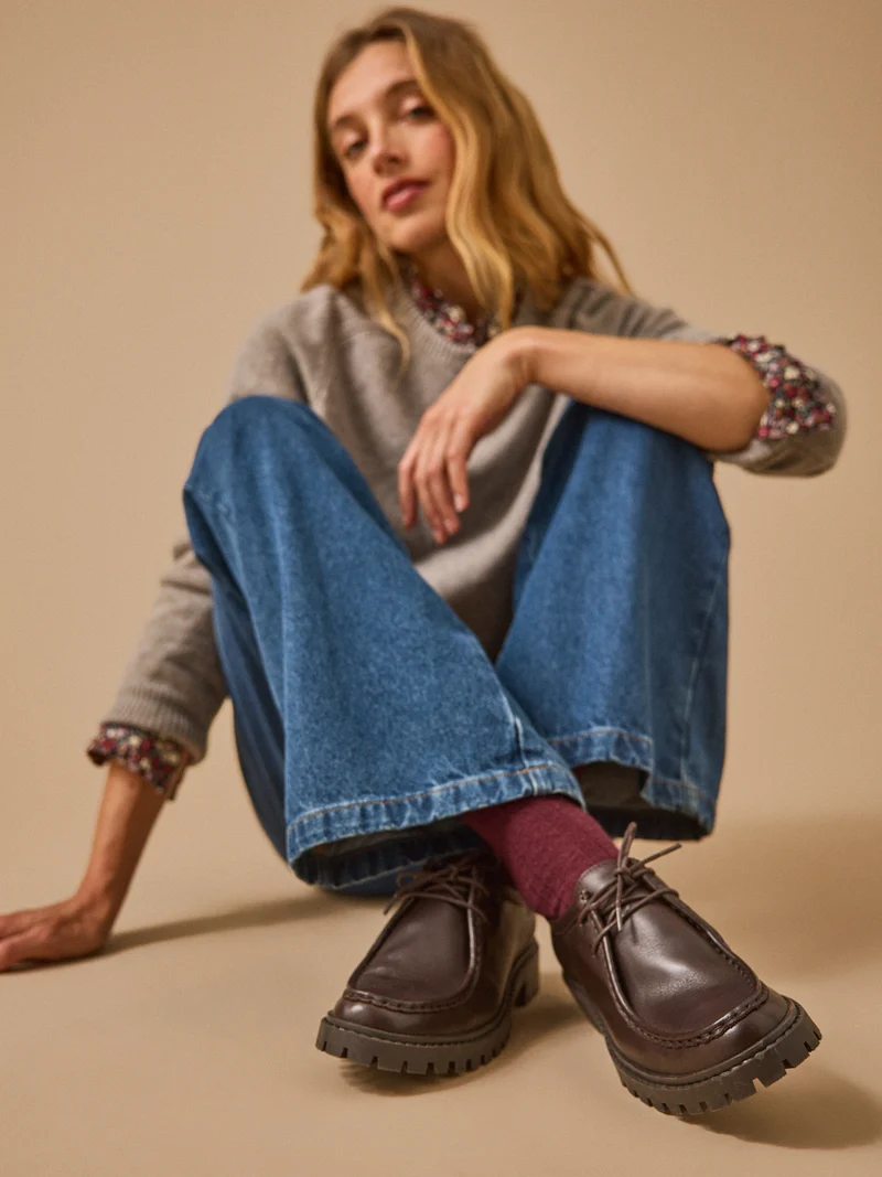 Derbies semelle crantée cuir femme