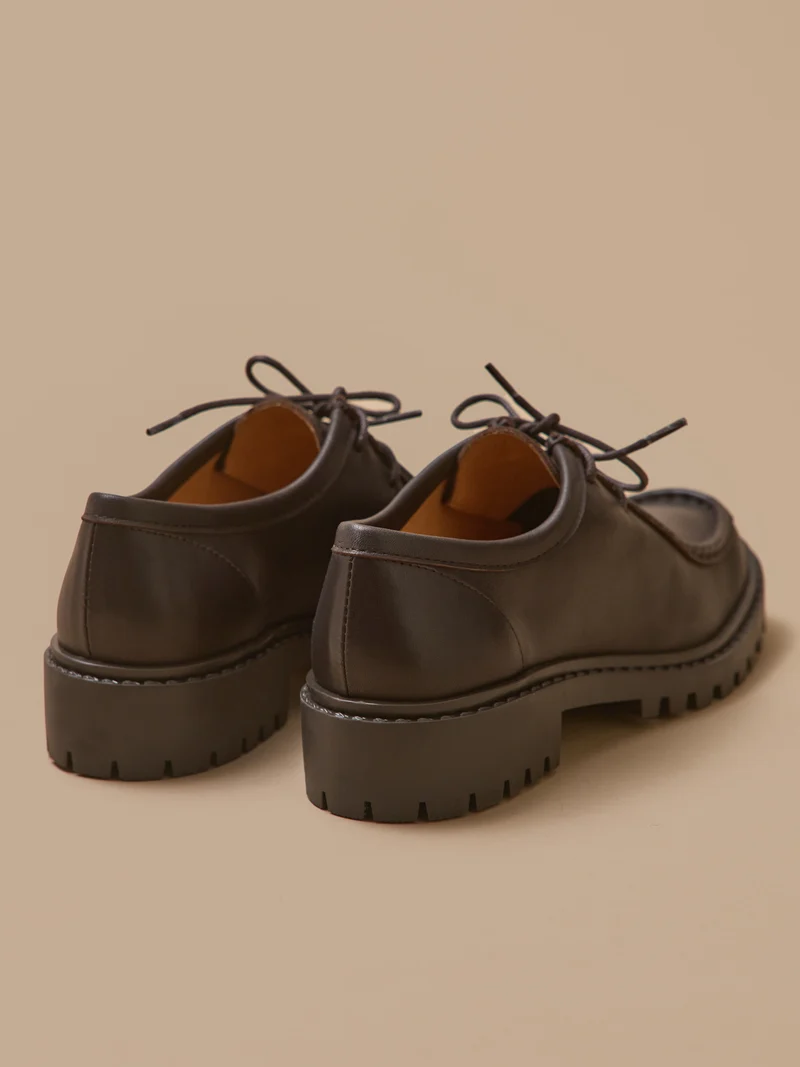 Derbies semelle crantée cuir femme