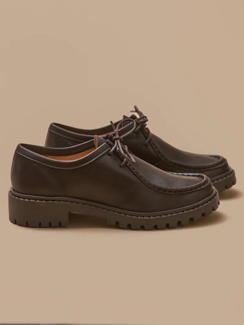 Derbies semelle crantée cuir femme