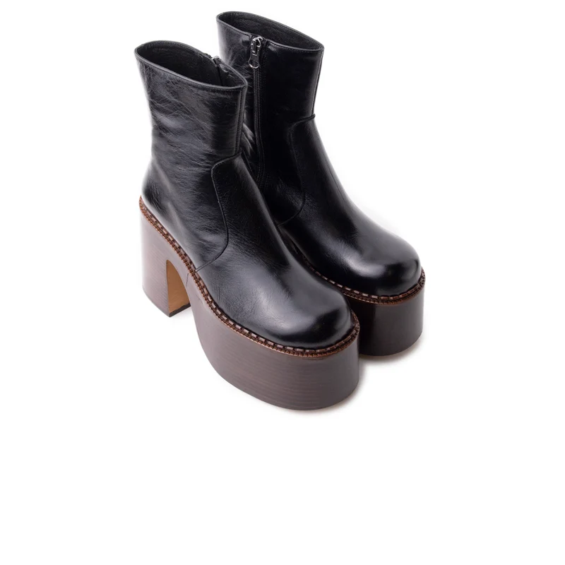 Gunner Black Leather & Brown Sole