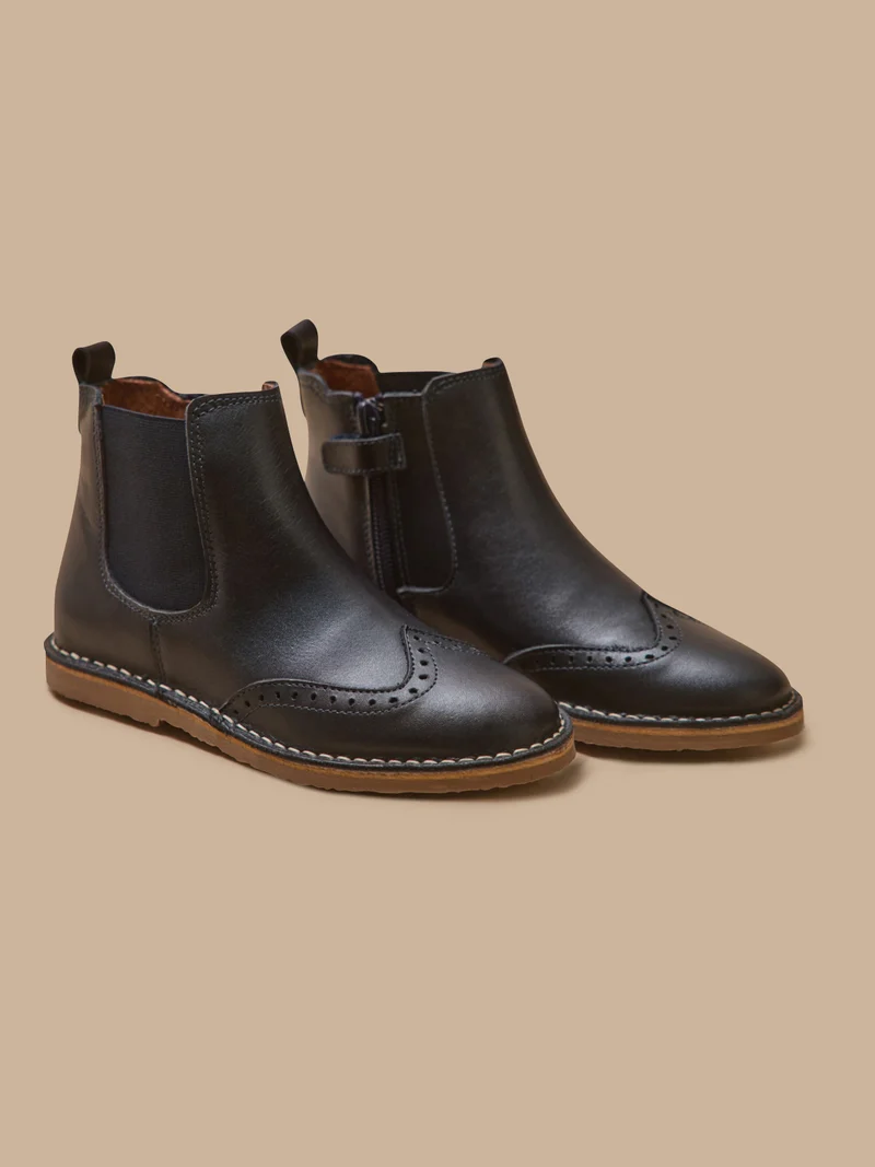 Boots bout fleuri Fille en cuir