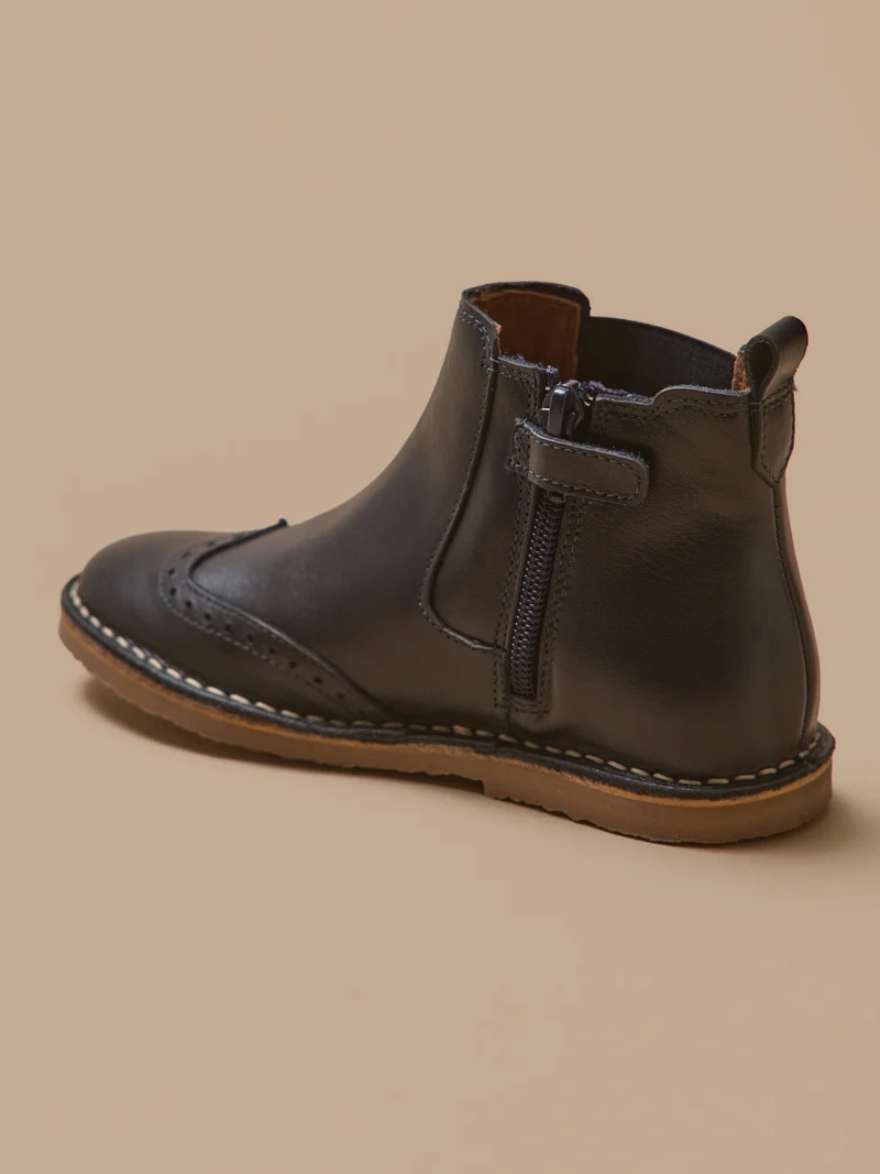 Boots bout fleuri Fille en cuir