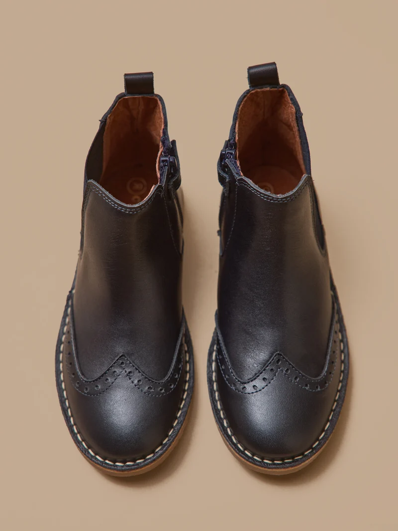 Boots bout fleuri Fille en cuir