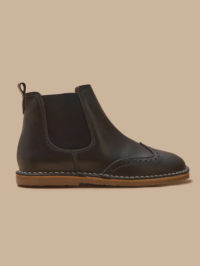 Boots bout fleuri Fille en cuir