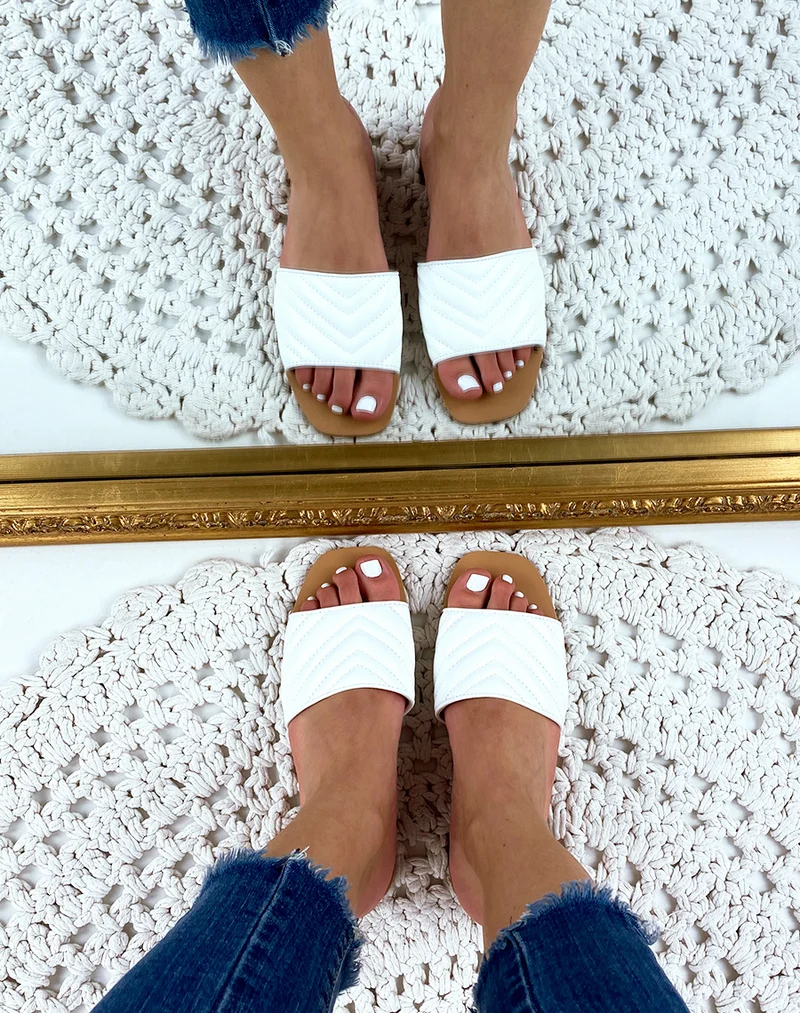 Mule en simili cuir blanc