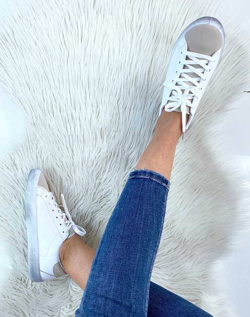Basket blanche et beige mat
