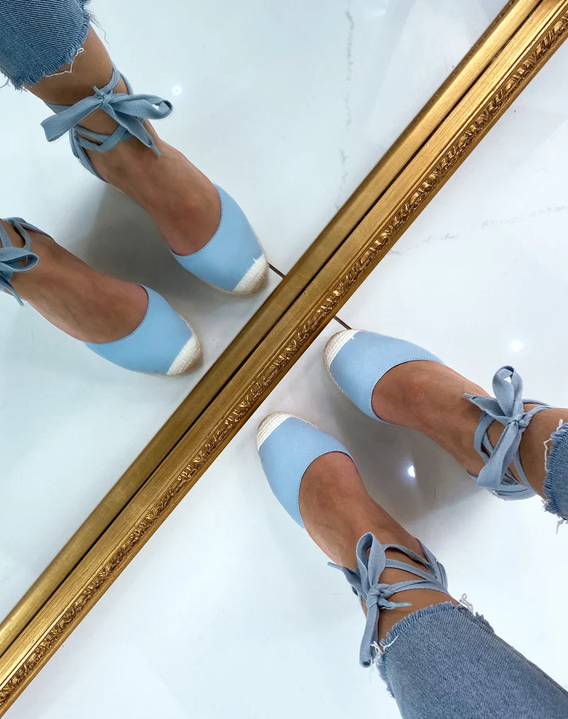 Espadrille à talon compensé bleue