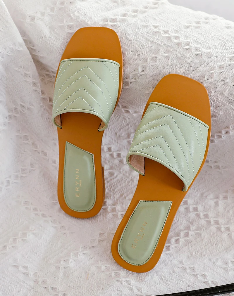 Mule en simili cuir vert