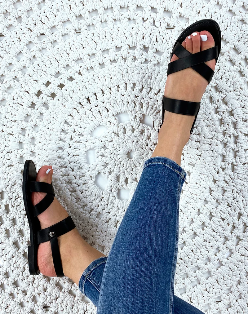 Nu-pieds à lanières épaisses noires