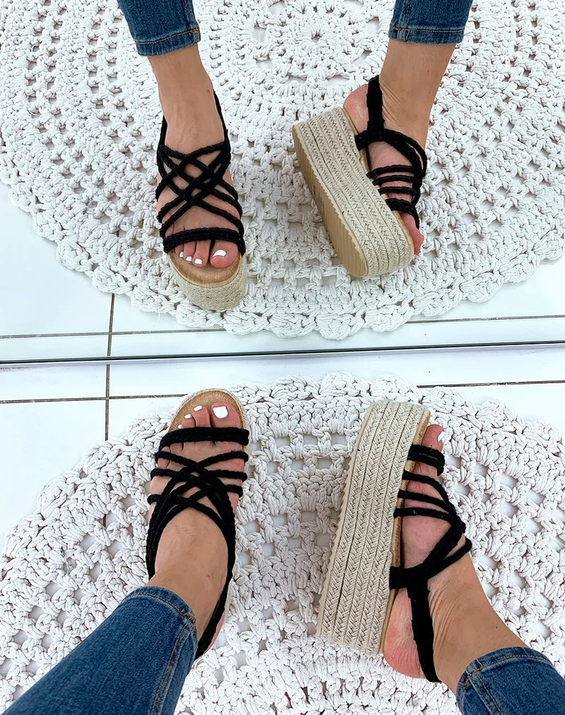 Espadrilles compensées noires