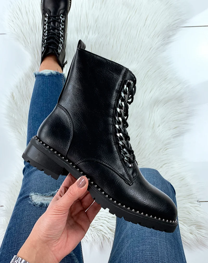 Bottines noires avec chaines