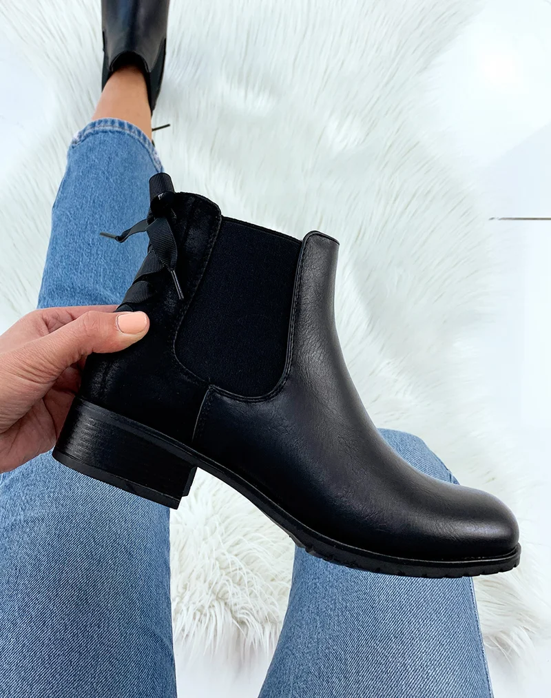 Chelsea boots noires à noeuds