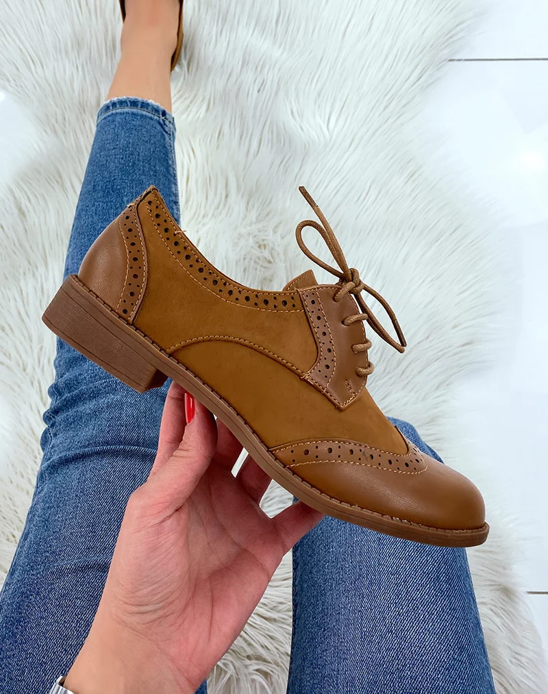 Derbies bi matières camel
