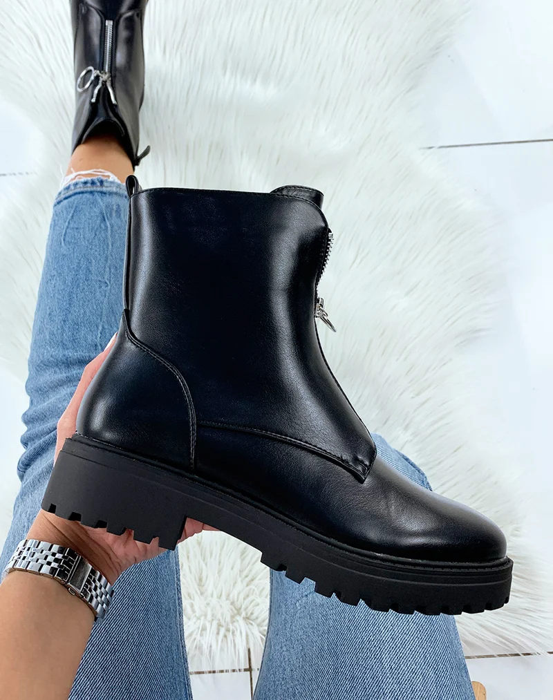 Bottines montantes noires à zip