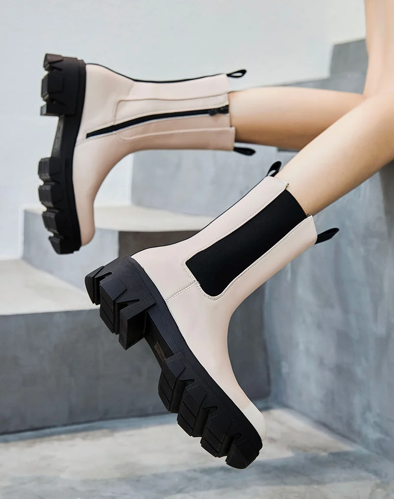 Bottines hautes beiges