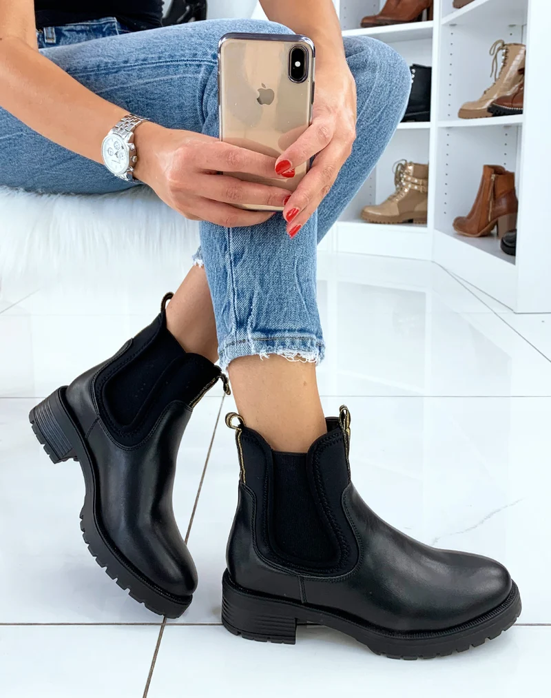 Bottines noires bi-matière néoprène