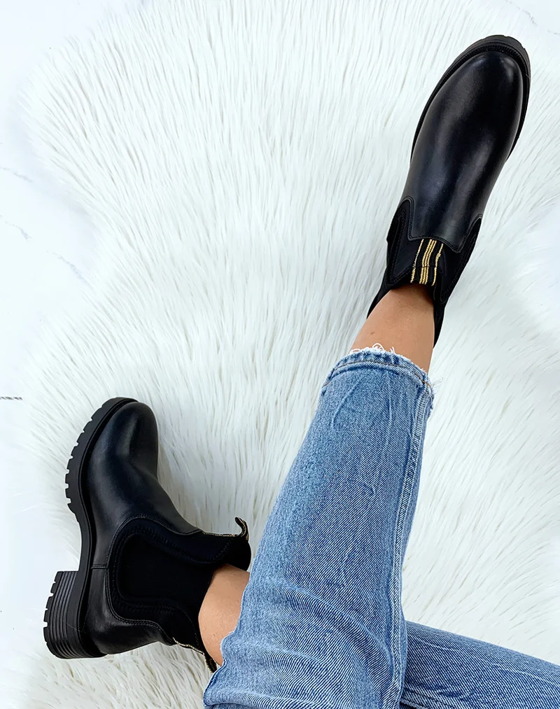 Bottines noires bi-matière néoprène