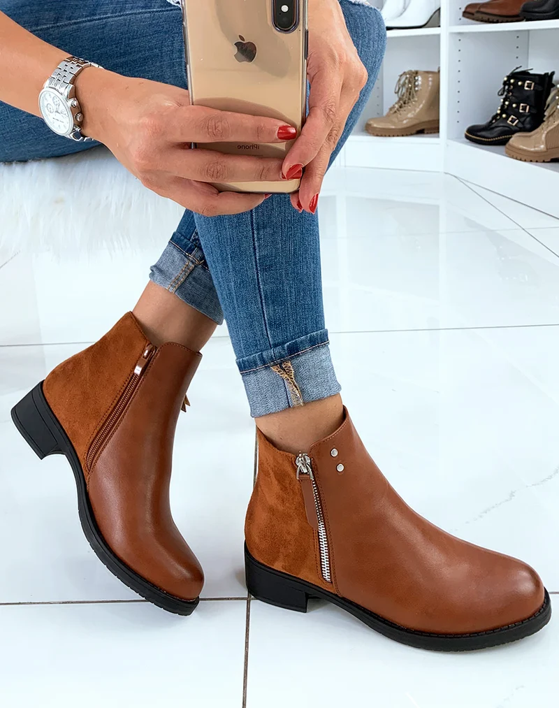 Bottines basses camel